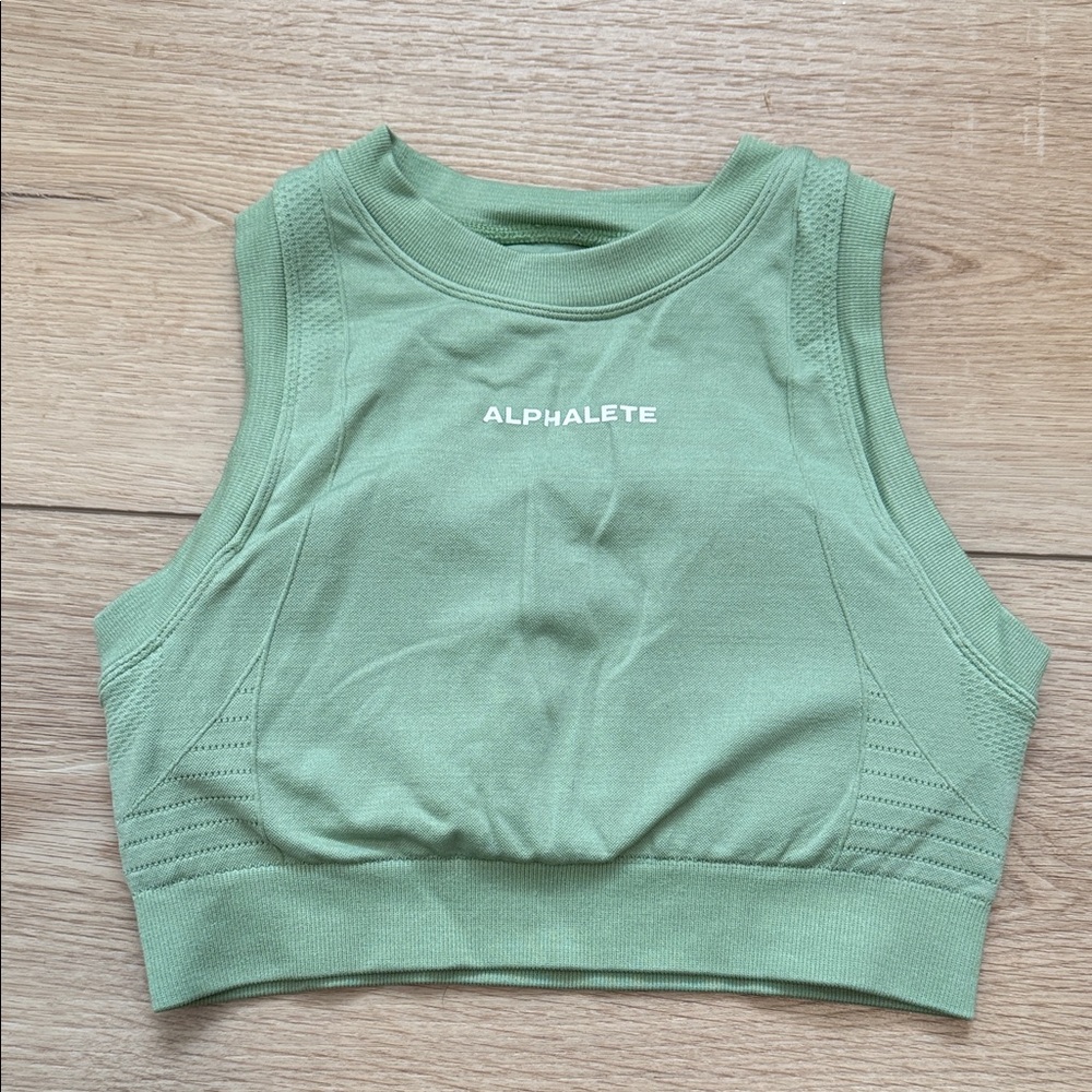 Alphalete Ozone Sports Bra High Neck Sage Mint Green